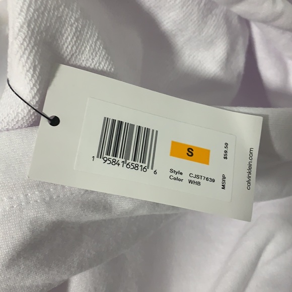 Calvin Klein white Long Sleeves Top Size S NWT - Picture 2 of 2